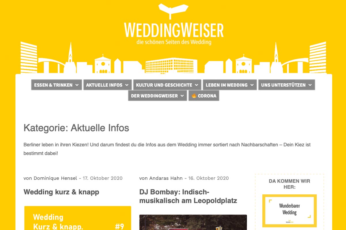 Webseite "Weddingweiser"