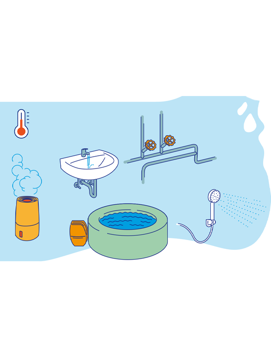 Legionellen findet man beispielsweise in Luftbefeuchtern, Whirlpools, Duschkopf oder Wasserleitungen