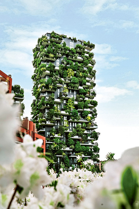 Der Bosco Verticale, der „vertikale Wald“: Über 800 Bäume und Tausende von Pflanzen befinden sich an den Wohntürmen in Mailand